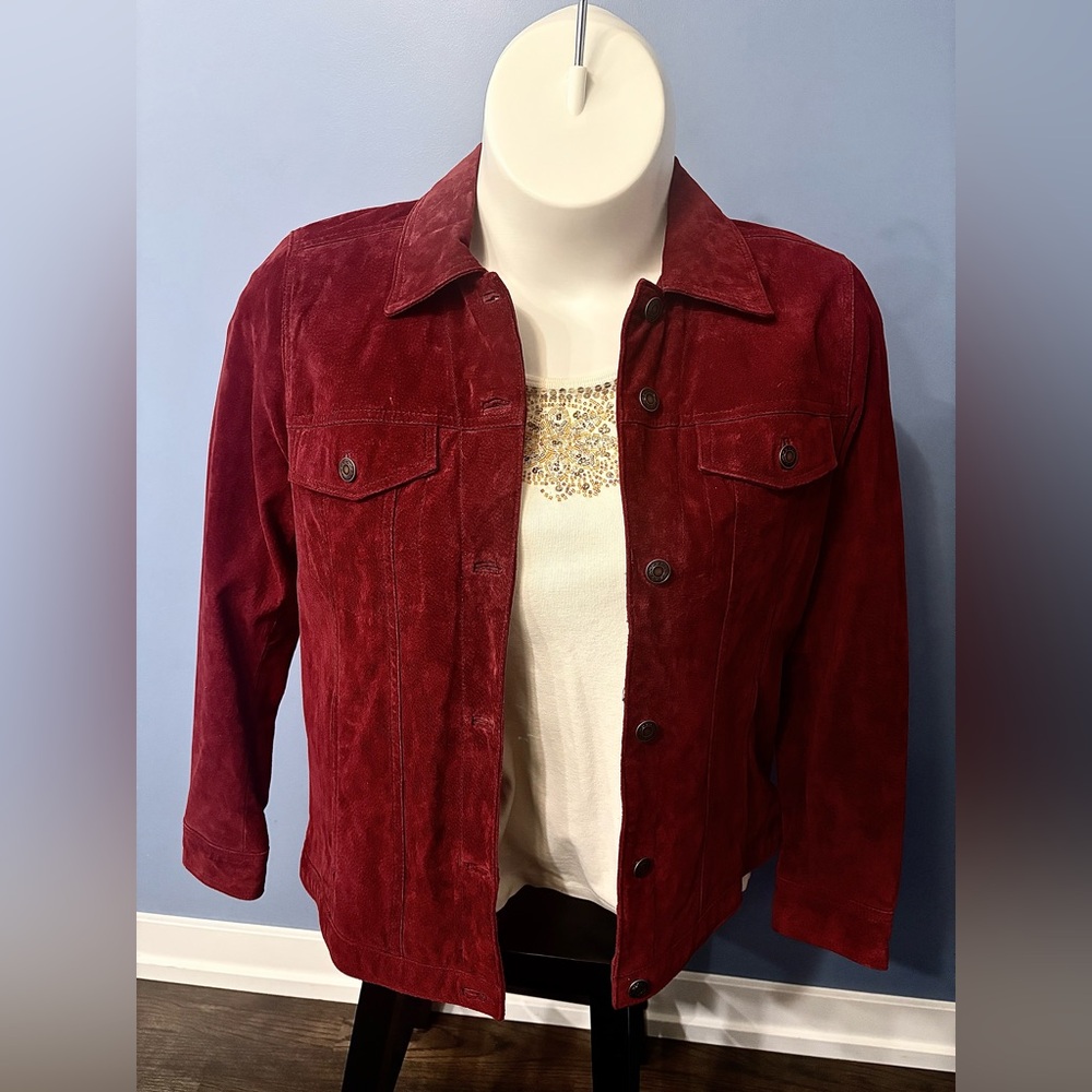D & Co | Maroon Suede Leather Jacket | Women’s Size Medium